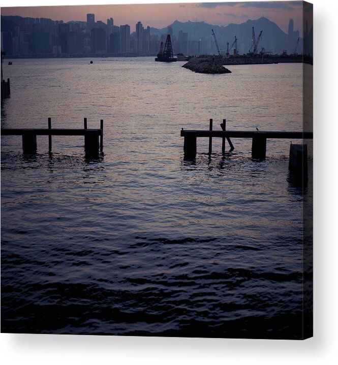 Tranquility Acrylic Print featuring the photograph View Of Victoria Harbour At Dusk by Kevin Liu