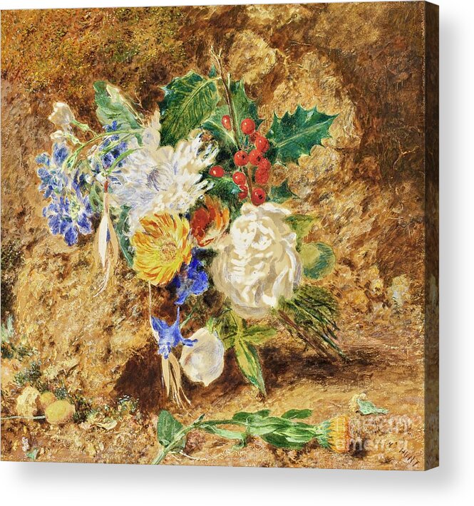 Undergrowth Acrylic Print featuring the painting Winter Flowers, C.1850 by William Henry Hunt