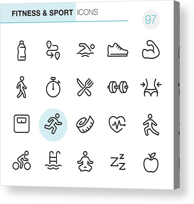 People Acrylic Print featuring the drawing Fitness and Sport - Pixel Perfect icons #1 by Lushik