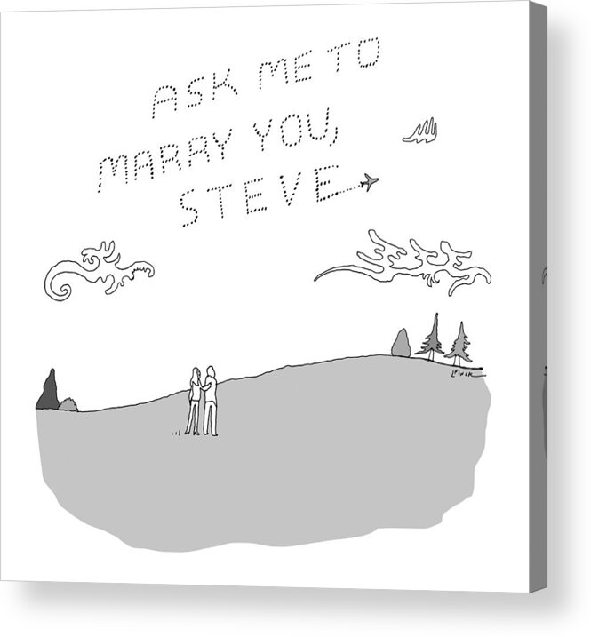 Captionless Acrylic Print featuring the drawing Ask Me To Marry You by Liana Finck