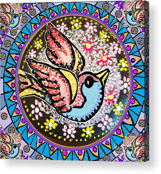 Bluebird tattoo Acrylic Print by Stephen Grace - Pixels