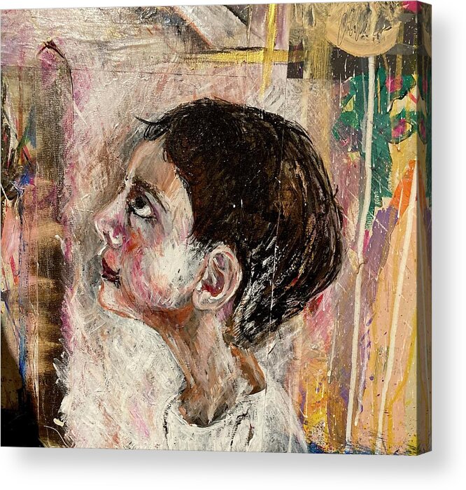 Child Acrylic Print featuring the painting Child looking up by David Euler