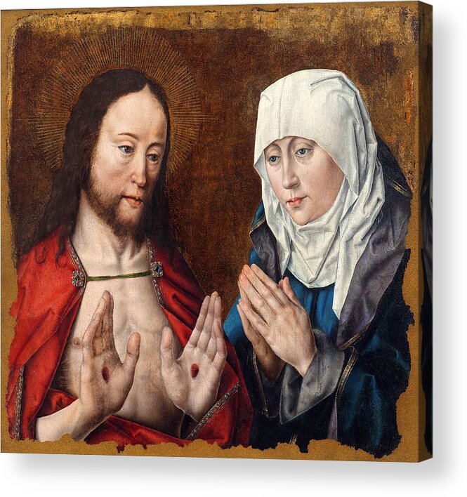 Aelbrecht Bouts Acrylic Print featuring the painting Christ appears to Mary by Aelbrecht Bouts