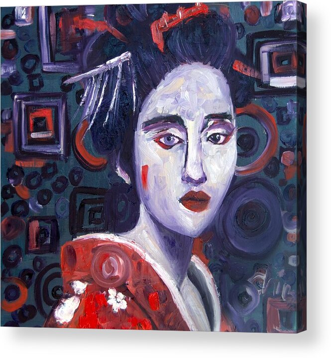 Geisha Acrylic Print featuring the painting Concentric Geisha 1 by Chiara Magni