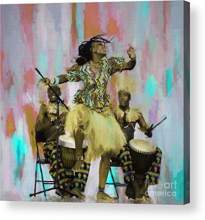 Africanculture Acrylic Print featuring the painting Cultural dance art43eb by Gull G