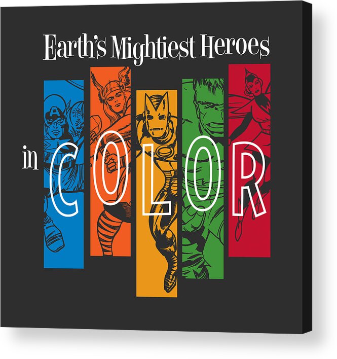 Avengers Acrylic Print featuring the digital art Earth's Mightiest Heroes IN COLOR by Edward Draganski