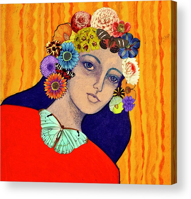 Flowers Acrylic Print featuring the digital art Flower Girl by Lorena Cassady