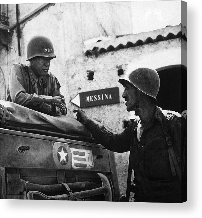 General Patton Acrylic Print featuring the photograph General Patton In Sicily by War Is Hell Store