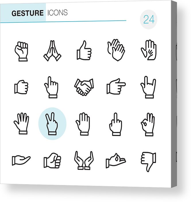 Human Arm Acrylic Print featuring the drawing Gesture - Pixel Perfect icons by Lushik