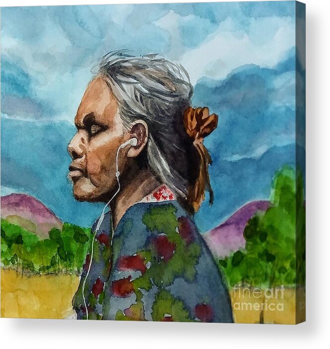 Aboriginal Woman Acrylic Print featuring the painting Juxtaposition by Vicki B Littell
