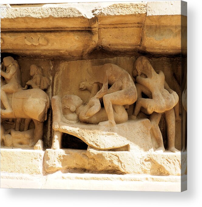 Kama Sutra Acrylic Print featuring the photograph Khajuraho Triptych Left by C H Apperson