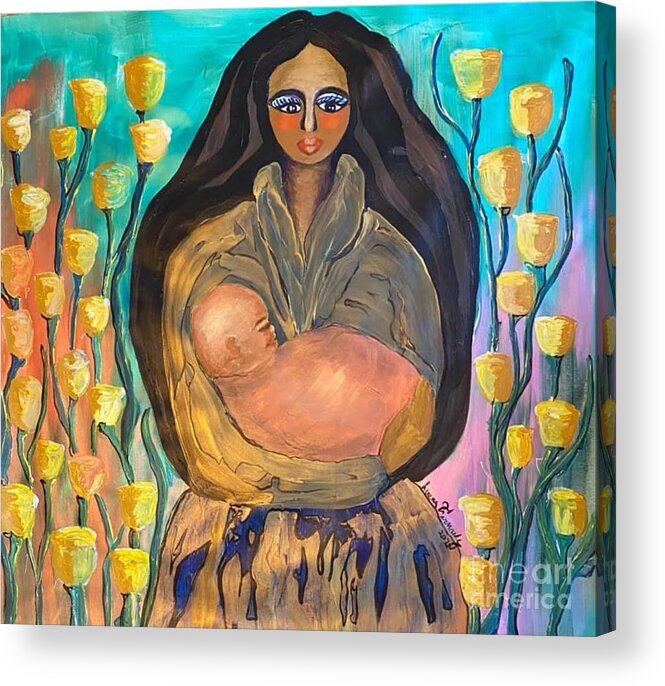  Acrylic Print featuring the painting Mothering by Lorena Fernandez
