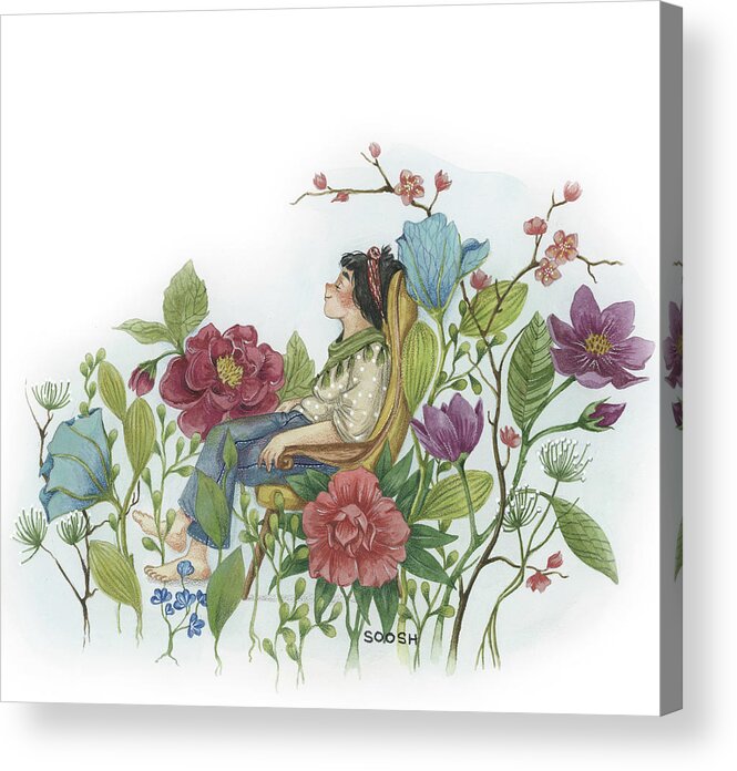 Soosh Acrylic Print featuring the drawing My sweet garden by Soosh