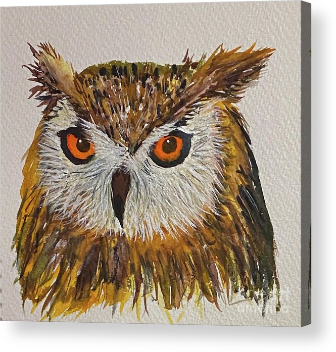 Owl Acrylic Print featuring the painting Owl by Lisa Neuman