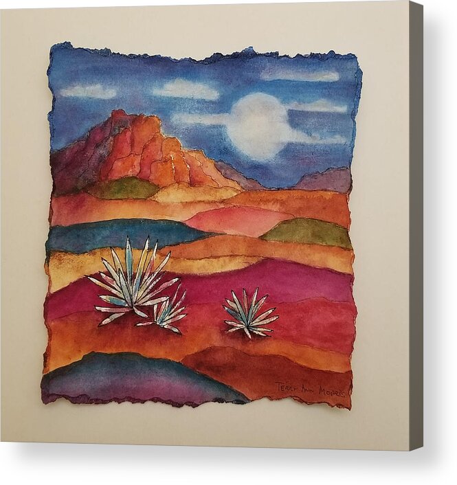Landscape Acrylic Print featuring the mixed media Painted Desert by Terry Ann Morris