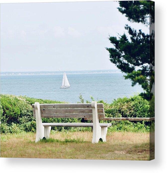  Empty Bench Acrylic Print featuring the photograph Reflection by Sue Morris