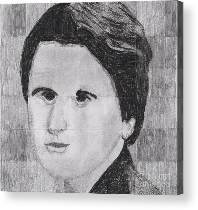 Inspirational Acrylic Print featuring the drawing Rosalind Franklin by Aanya's Art 4 Earth