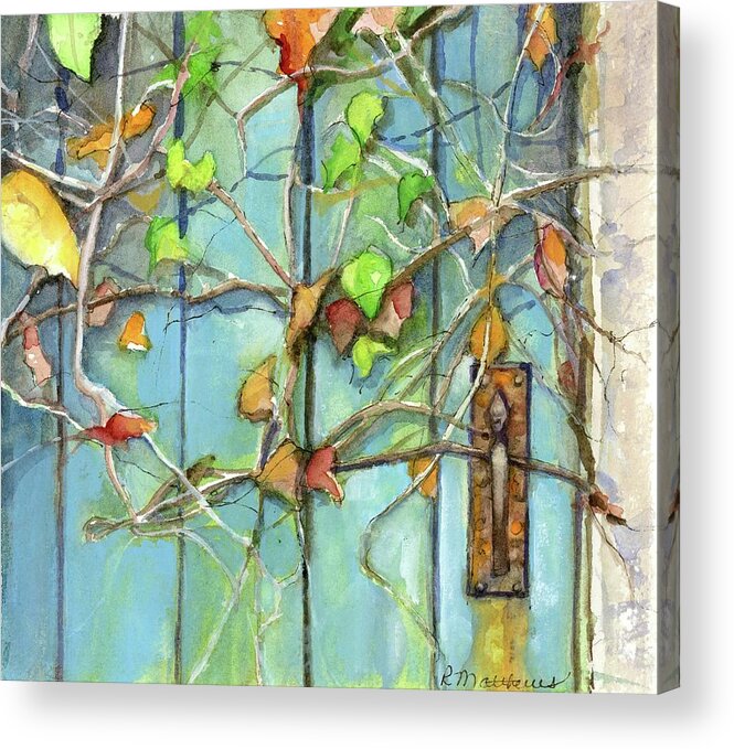 Garden Gate Acrylic Print featuring the painting Rusty by Rebecca Matthews