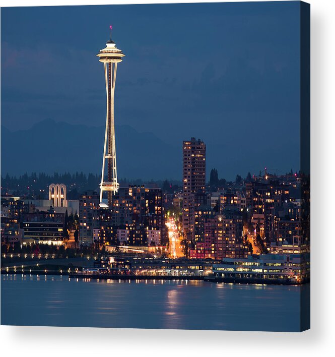 Cityscape Acrylic Print featuring the photograph Seattle Lights Resized by Peggy Kahan