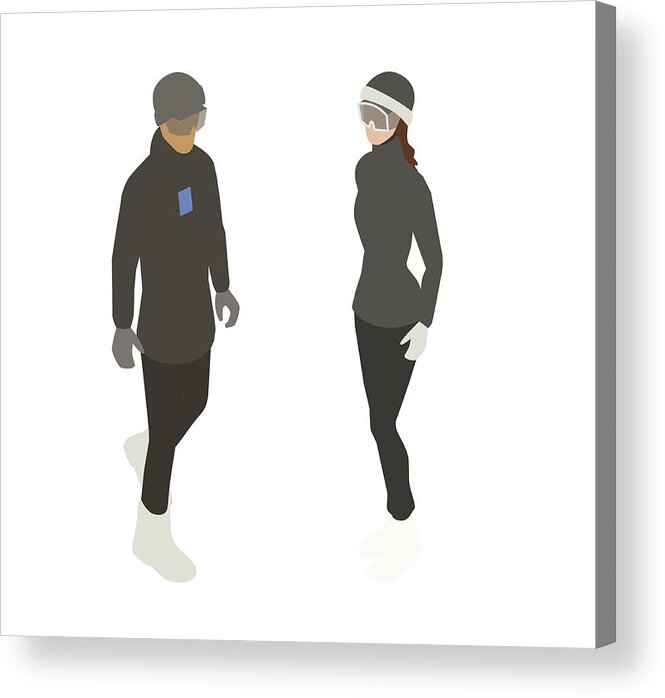 Skiing Acrylic Print featuring the drawing Ski or Snowboard Couple Spot Illustration by Mathisworks