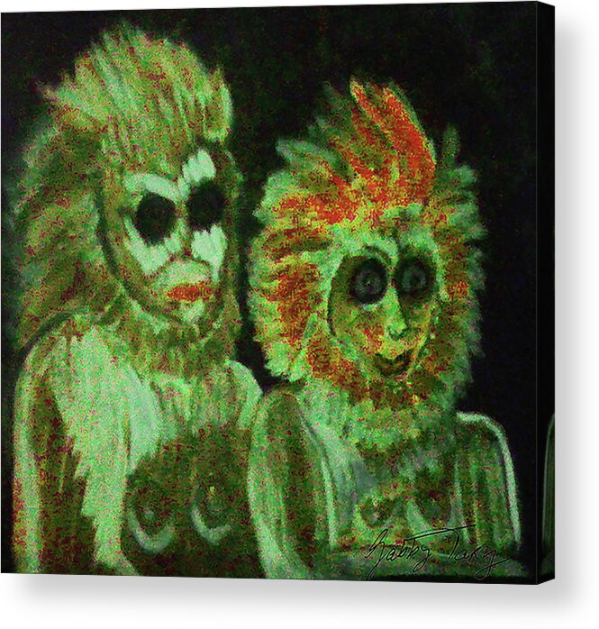 Monkeys Acrylic Print featuring the painting Sonny And Cher by Gabby Tary