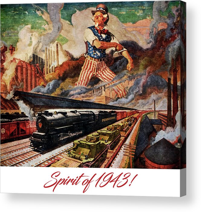 Spirit Of 1943 Acrylic Print featuring the painting Spirit of 1943 - Vintage Steam Locomotive - Advertising Poster by Studio Grafiikka