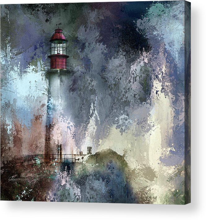 Lighthouse Acrylic Print featuring the photograph Storm At Point Atkinson Lighthouse by Theresa Tahara