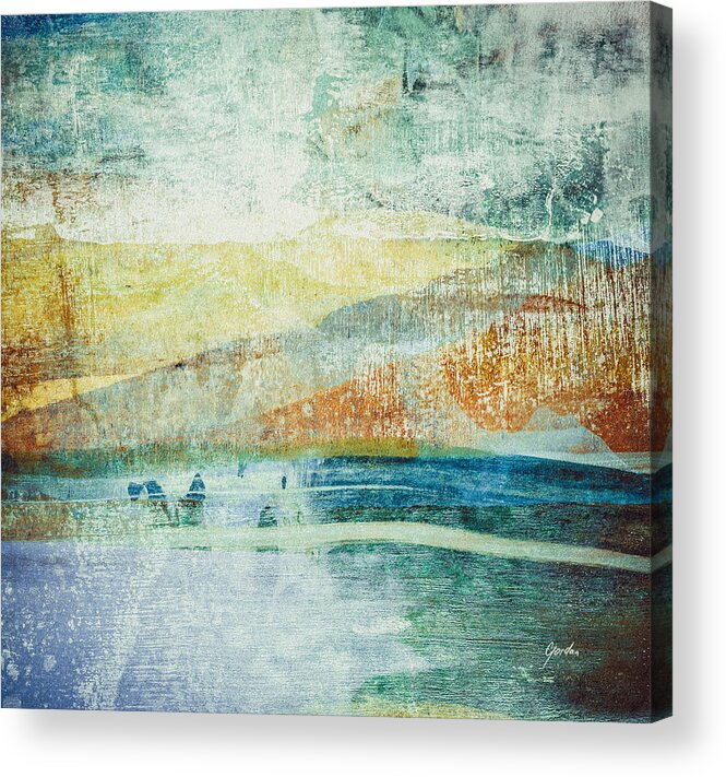 Colorful Acrylic Print featuring the painting Summer Tales - Warm Contemporary Abstract Beach Landscape Painting by iAbstractArt
