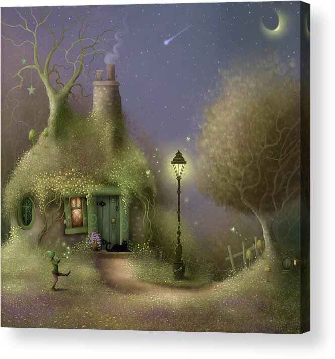 Fantasy House Acrylic Print featuring the painting The Crooked Window by Joe Gilronan