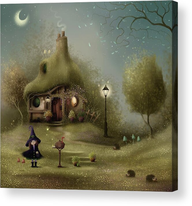 Fantasy House Acrylic Print featuring the painting The Evening Post by Joe Gilronan