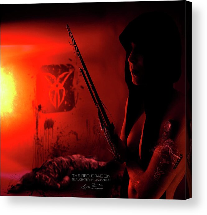 Argus Dorian Acrylic Print featuring the digital art THE RED DRAGON Slaughter in Darkness by Argus Dorian