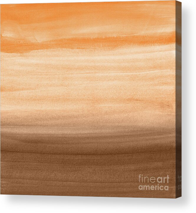 Watercolor Acrylic Print featuring the mixed media Touching Orange Brown Watercolor Abstract #1 #painting #decor #art by Anitas and Bellas Art