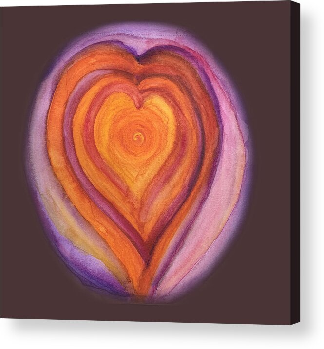 Vibrant Acrylic Print featuring the painting Vibrant Hearts within Hearts  by Sandy Rakowitz
