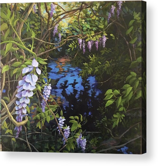 Wisteria Acrylic Print featuring the painting Wisteria Creek by Don Morgan