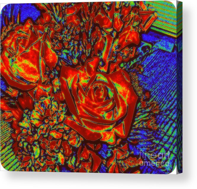 Complimentary Colors Acrylic Print featuring the painting Abstract Flowers Compliments by Vivian Cook