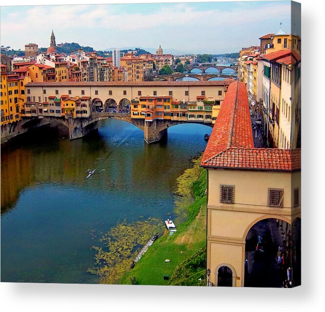 Florence Acrylic Print featuring the photograph Across the Arno River by Caroline Stella