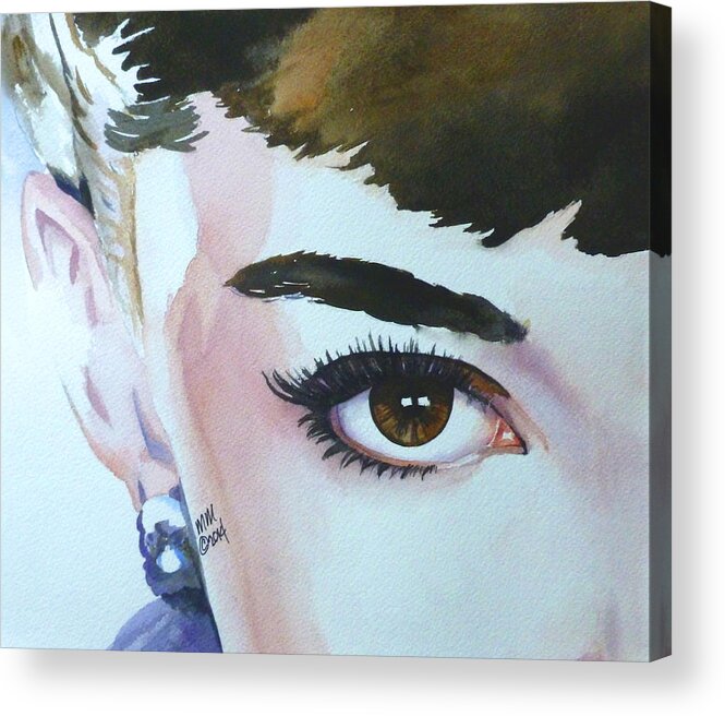 Audrey Hepburn Acrylic Print featuring the painting Audrey by Michal Madison