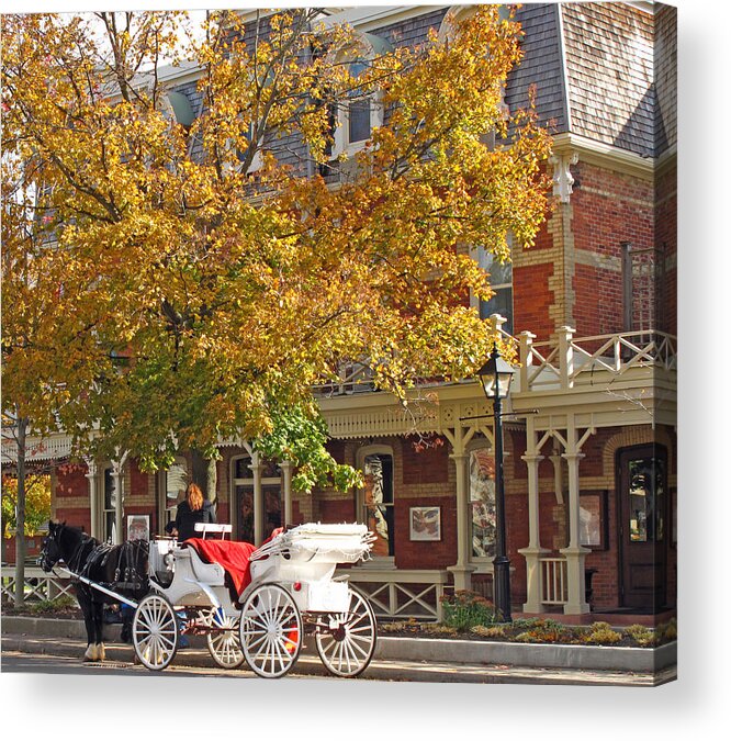 Landscape Acrylic Print featuring the photograph Autumn Carriage for Hire by Barbara McDevitt