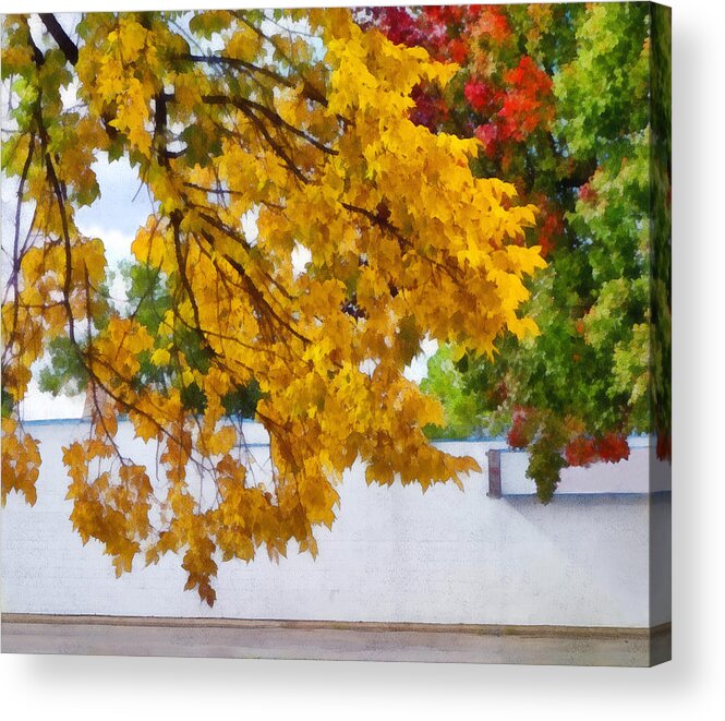 Autumn Acrylic Print featuring the digital art Autumn Street Scene by Ann Powell