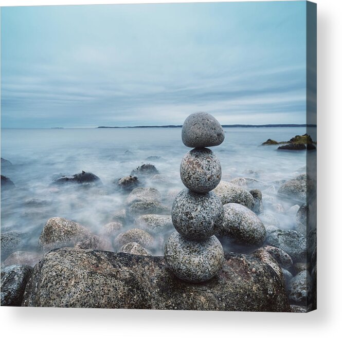Tide Acrylic Print featuring the photograph Balance Of Stones by Shaunl