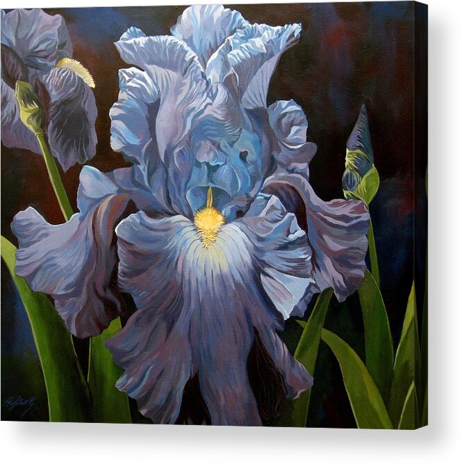 Flower Acrylic Print featuring the painting Blue Iris by Alfred Ng