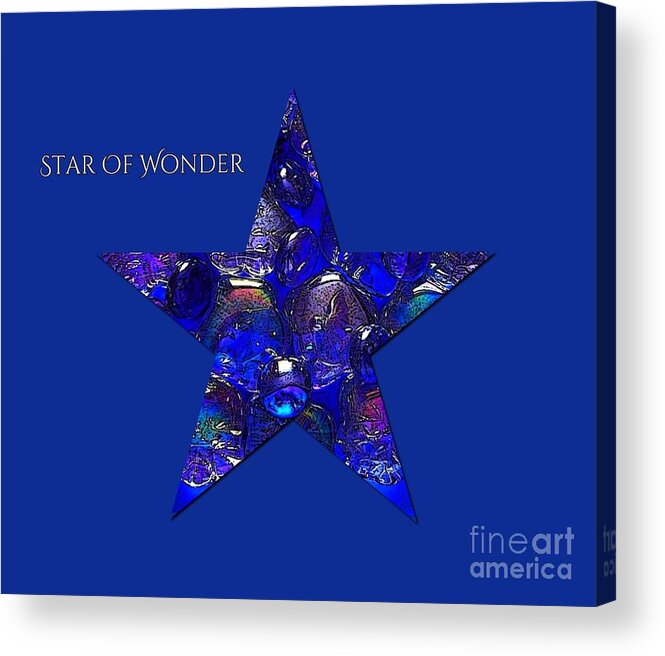 Greeting Card Acrylic Print featuring the mixed media Blue Star Of Wonder by Joan-Violet Stretch