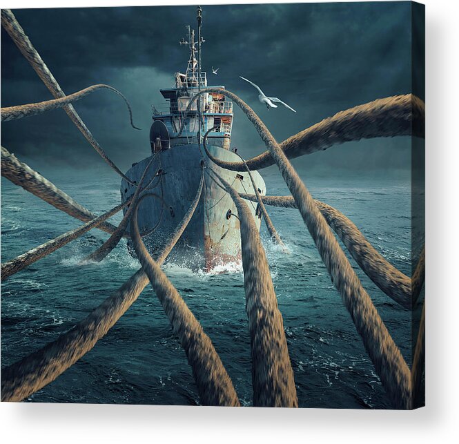 Ship Acrylic Print featuring the photograph Caught The Ship by Sulaiman Almawash