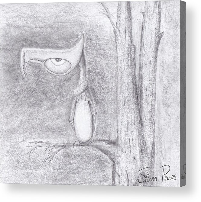 Graphite Acrylic Print featuring the drawing Fantasy Crow by Steven Powers SMP