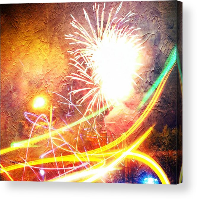 Fireworks Acrylic Print featuring the photograph Fireworks as a painting by Karl Rose