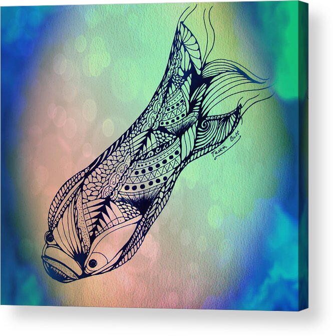 Fish Acrylic Print featuring the drawing Free in the Rivers by Taskin B