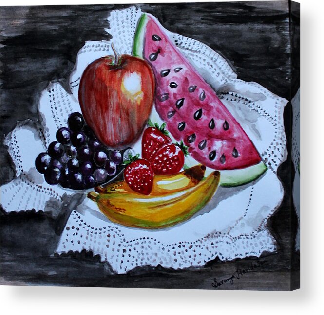 Fruits Acrylic Print featuring the painting Fruits by Saranya Haridasan