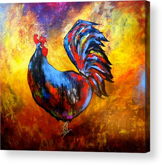 Birds Acrylic Print featuring the painting Gallo by Thelma Zambrano