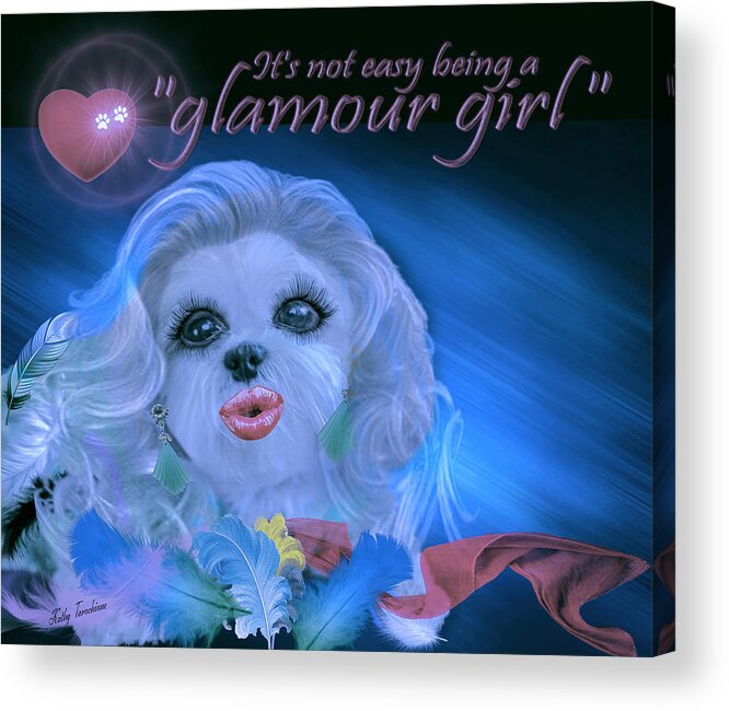 Dog Acrylic Print featuring the digital art Glamour Girl-2 by Kathy Tarochione