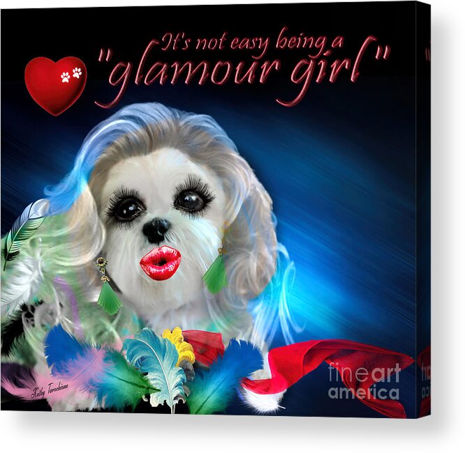 Hollywood Makeover Acrylic Print featuring the digital art Glamour Girl-3 by Kathy Tarochione